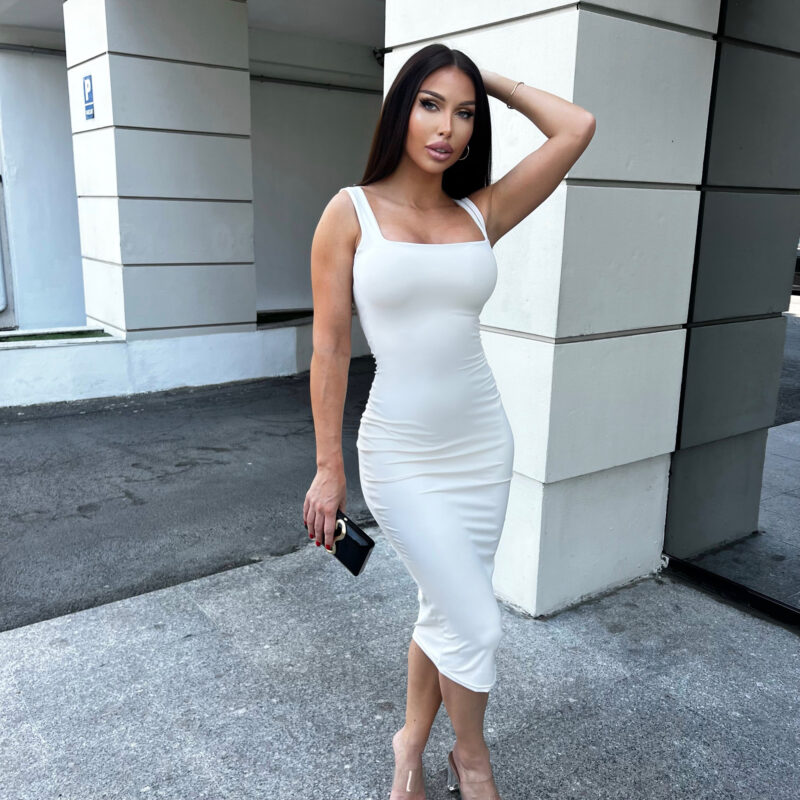 Rochie Dama Medie Decoltata Vanilla Lycra – Lanay