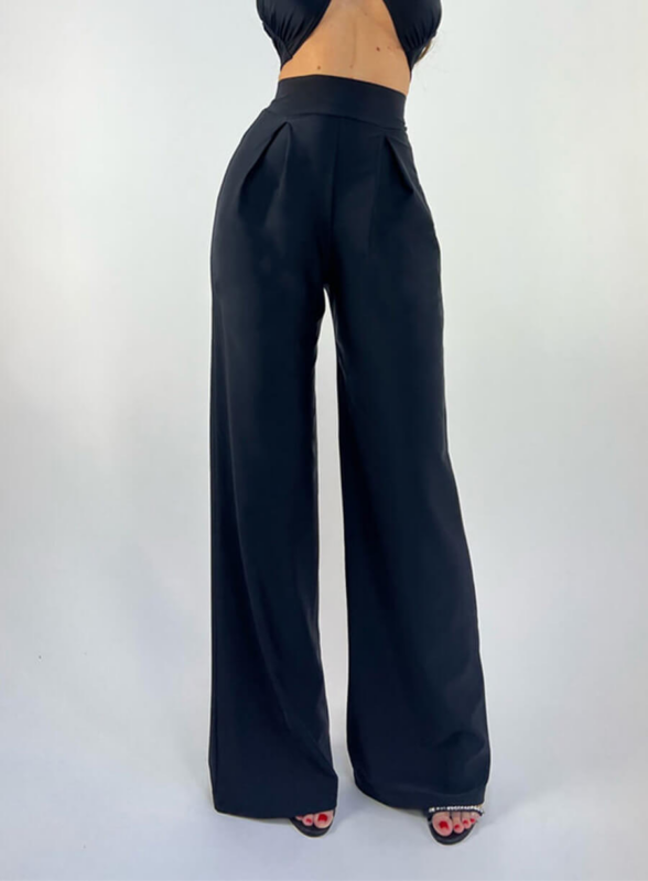 Pantaloni Dama Lungi Evazati Negri Lycra – Dakota