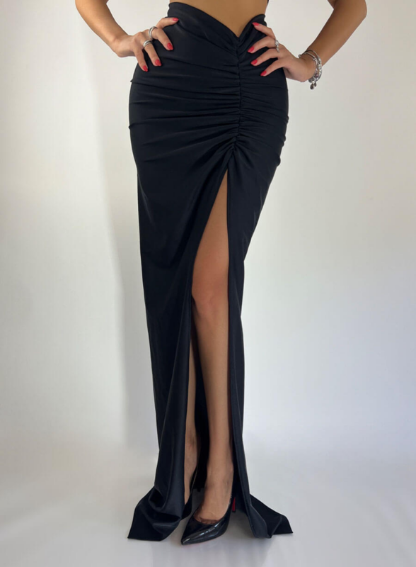 Fusta Dama Lunga Mulata Neagra Lycra – Drushka