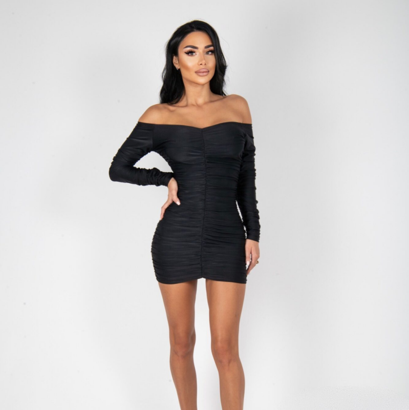Rochie Dama Scurta Cu Umerii Goi Neagra Lycra – Kayla